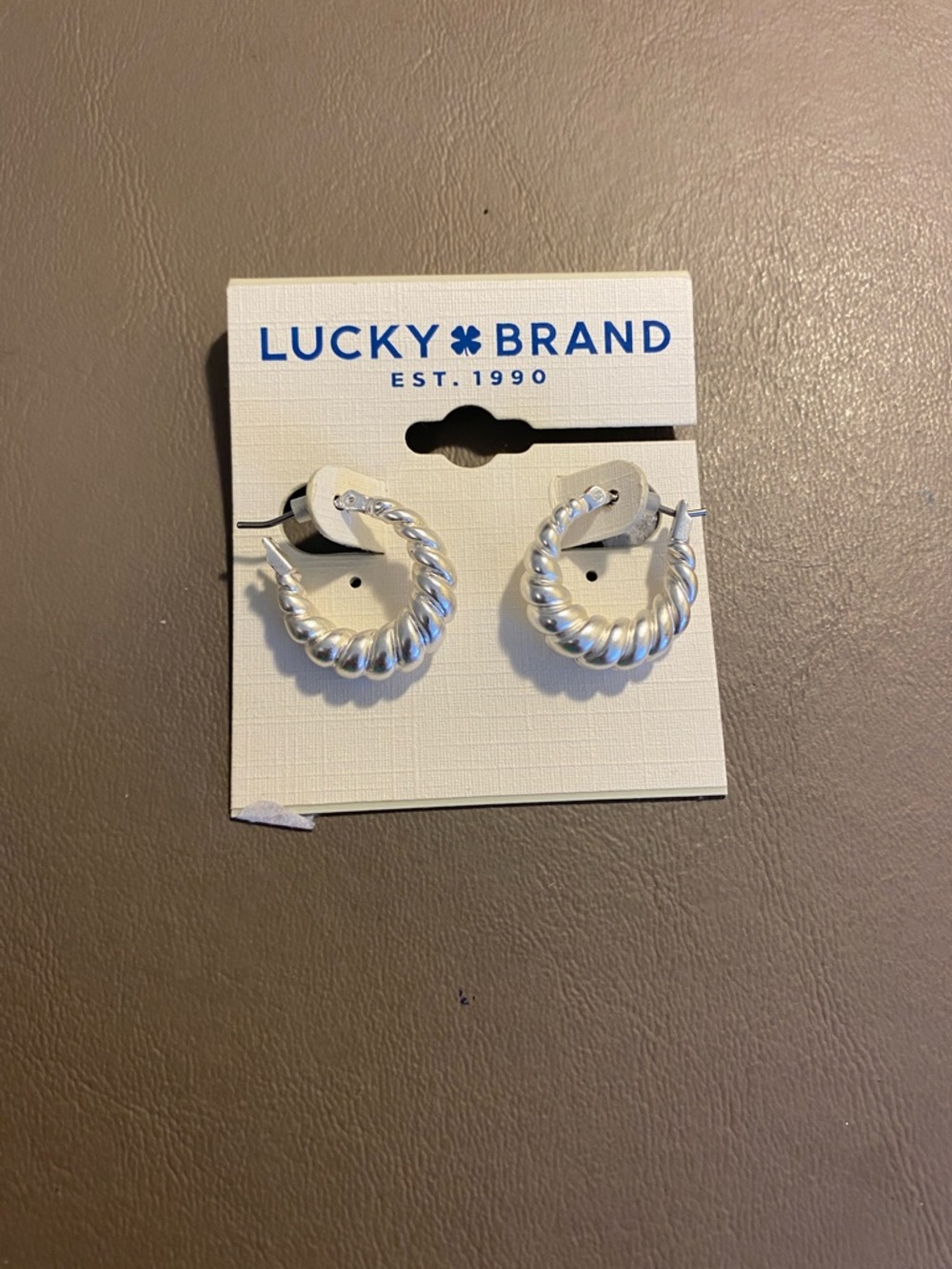 Lucky Brand Shiny Silver Twisted Hoop Earrings
